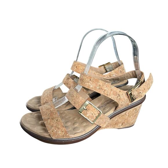 Walking Cradles Womens Cork Strappy Wedge Heel Sandals Size 7WW - Picture 4 of 9